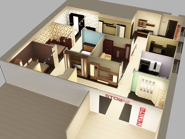3d планировка квартиры мебель