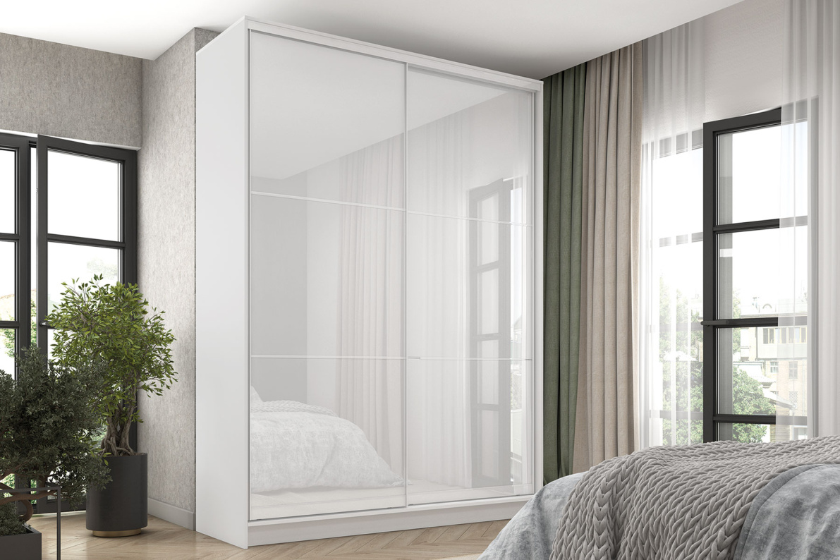 Шкаф-купе 2-х дверный 177,4х242х61,2 см БазеБелый глянец