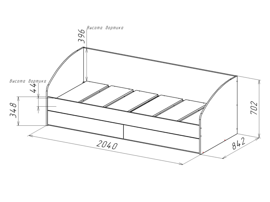 Кровать одноярусная (без матраса) Геометрия