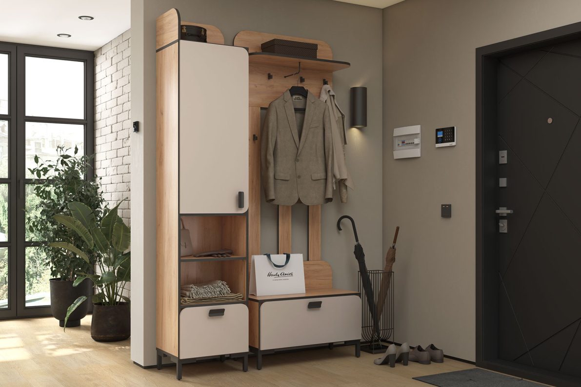 Набор мебели для прихожей (123,3х220,1х38,2 см) ЖаклинКашемир серый