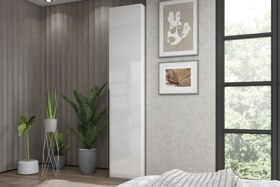 Шкаф 1-дверный с полками, 45 см ЛюксБелый глянец