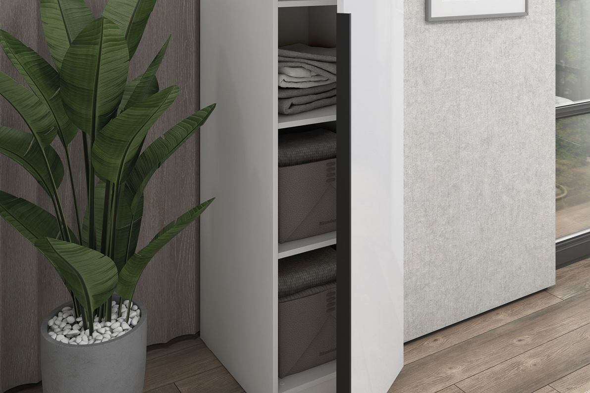 Шкаф 1-дверный с полками, 45 см ЛюксБелый глянец, фото 2