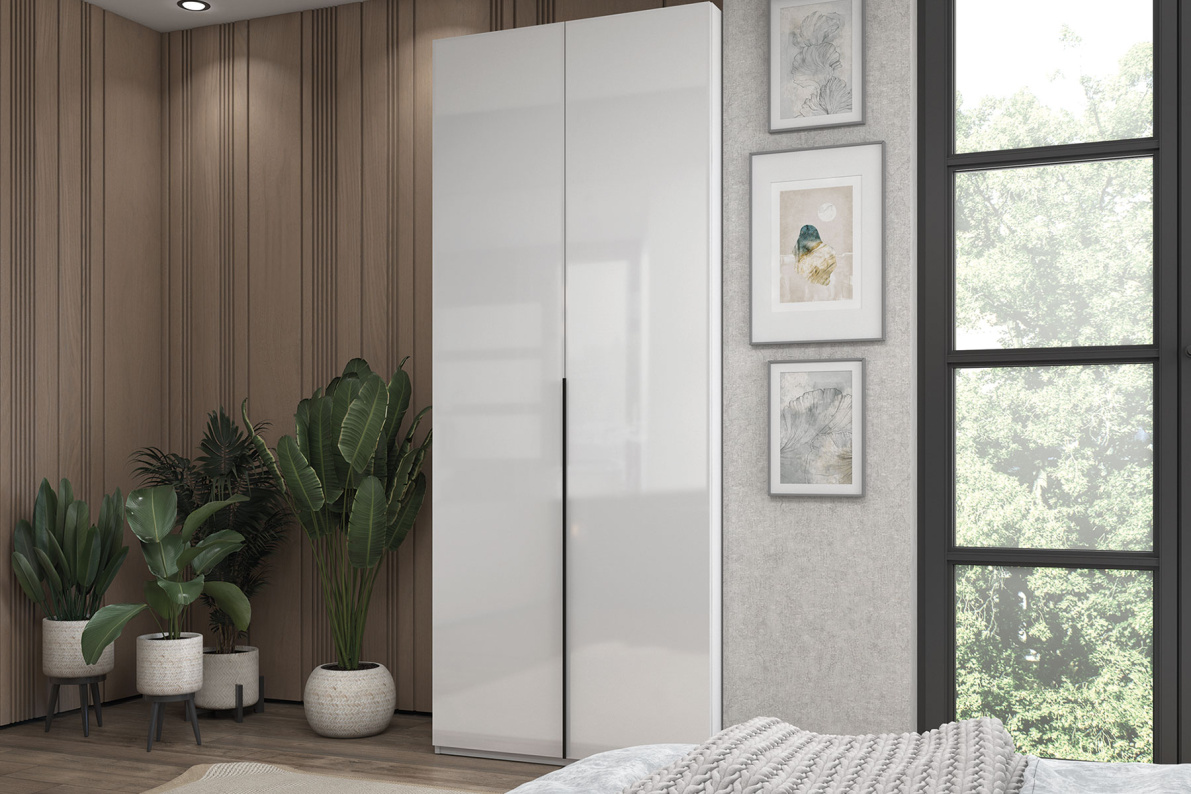 Шкаф 2-х дверный, 90 см ЛюксБелый глянец