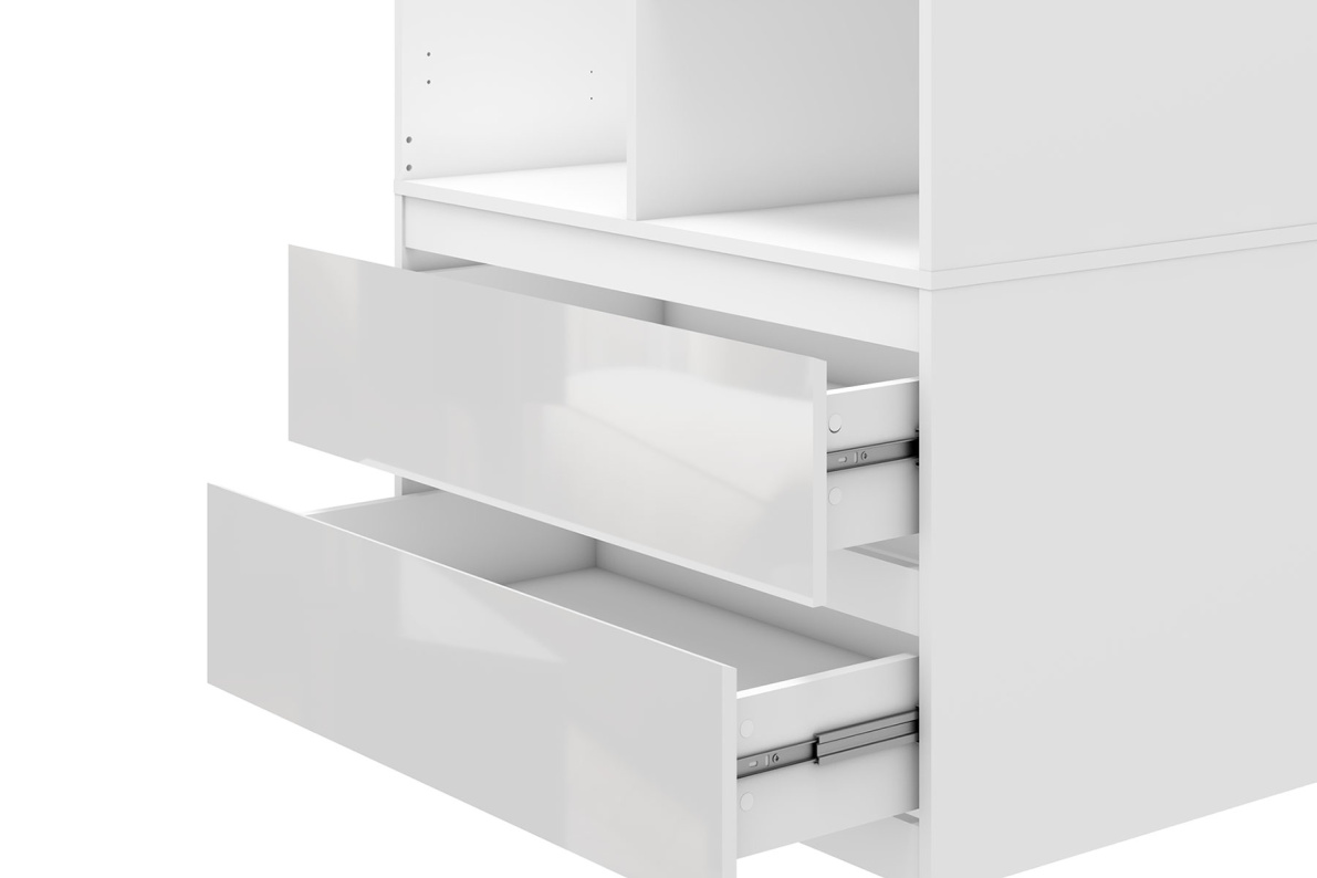 Шкаф 2-х дверный с ящиками, 90 см ЛюксБелый глянец, фото 6