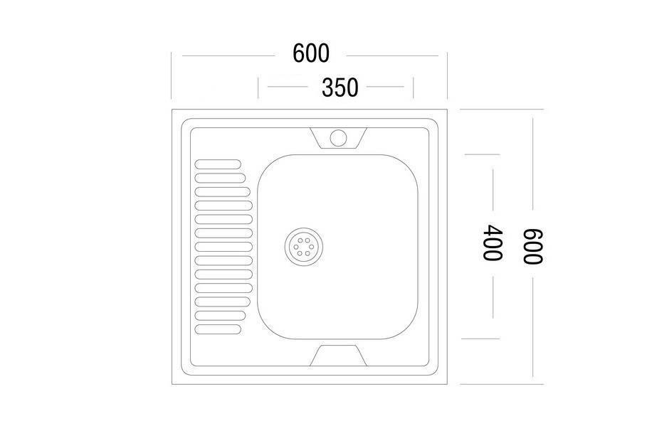 Мойка Юкинокс Стандарт STD600.600 - 5С ОR накладная правая с крепежом