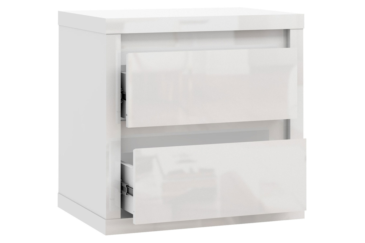 Тумба прикроватная с 2-мя ящиками 54,6х53,5х40 см НорденБелый глянец, фото 2