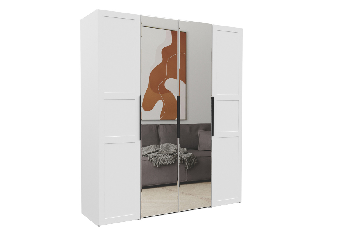 Шкаф 4-х дверный с фасадом МДФ/Зеркало Оскар (компл.11)Белый