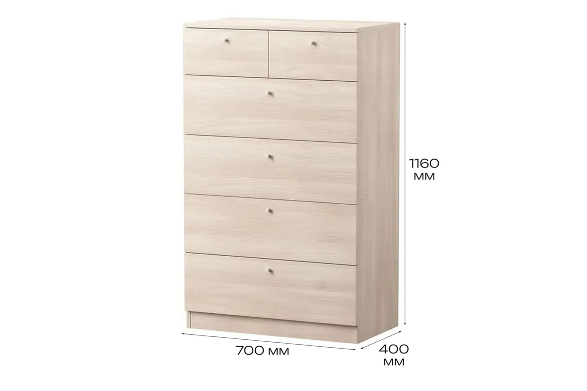 Комод 70х40х116 см с 6-ю ящиками Теви