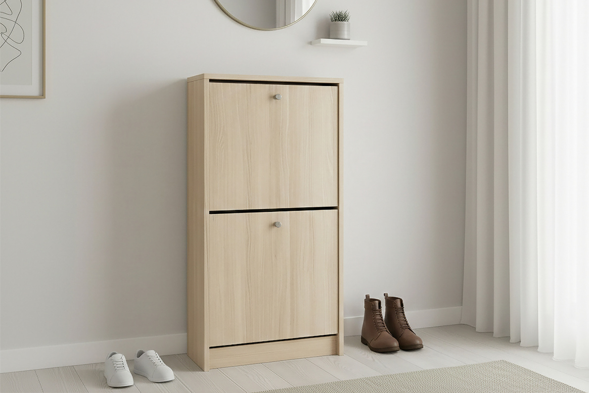 Обувница закрытая 49х28х93 см с двумя отделениями ТевиАкация Лэйклэнд светлая